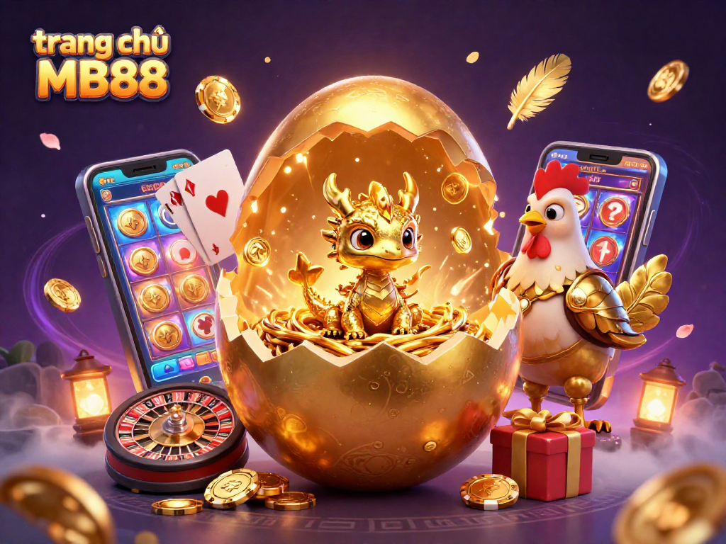 Experience the excitement of gaming at trang chủ MB88, featuring a dragon and golden poker chips.