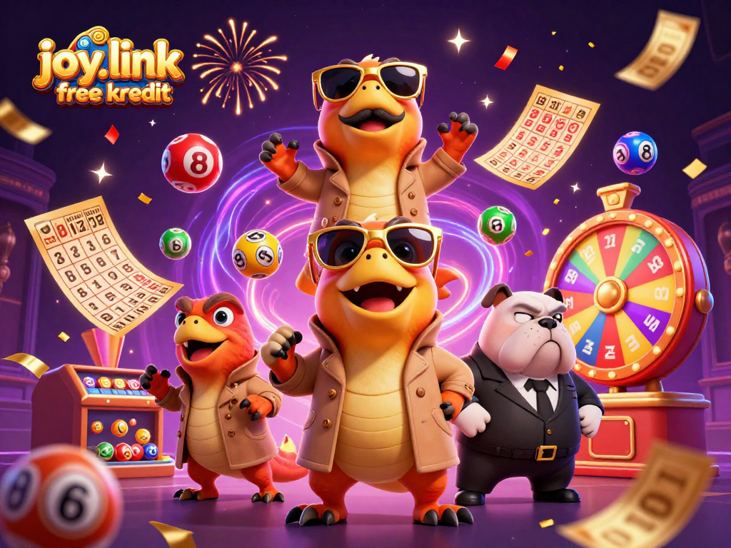 Engage with joy.link free kredit as raptors in a trench coat approach a casino lounge, vibrant colors and action.