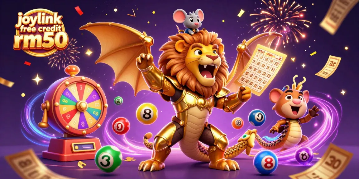Experience joylink free credit rm50 in a lively lottery scene featuring dynamic elements and festive visuals.