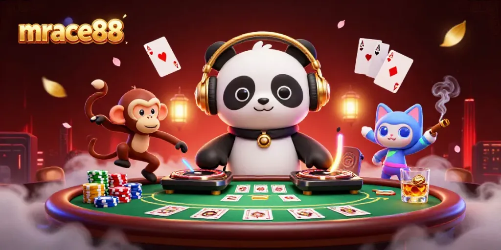 Celebrate gaming excitement with mrace88's vibrant 3D casino illustration showcasing fun characters and vibrant gameplay elements.