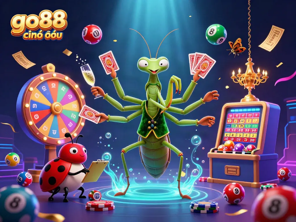 Engage with go88 chính thức through vibrant promotional 3D illustration showcasing casino excitement.