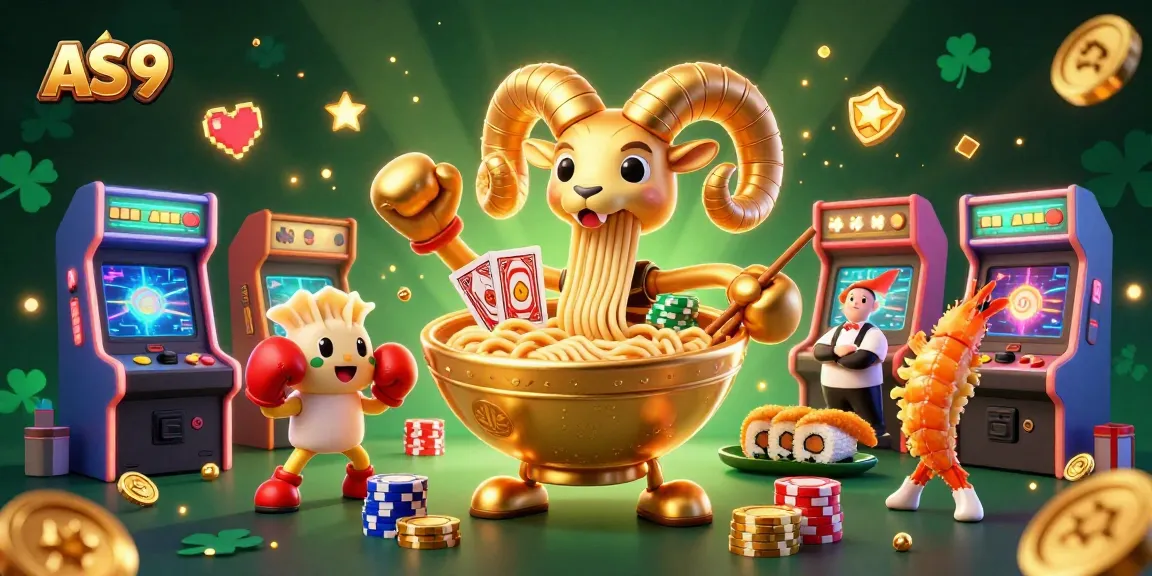 Engage in the vibrant world of AS 9 casino with animated characters and arcade elements.