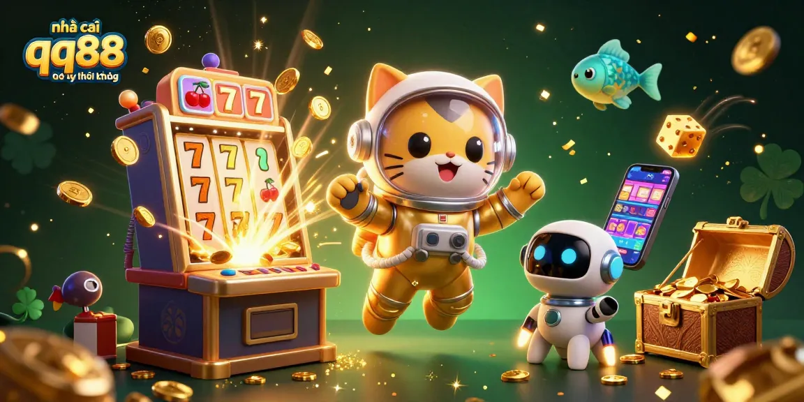 Engage with exciting gaming at nhà cái qq88 có uy tín không featuring vibrant slot elements and a colorful scene.
