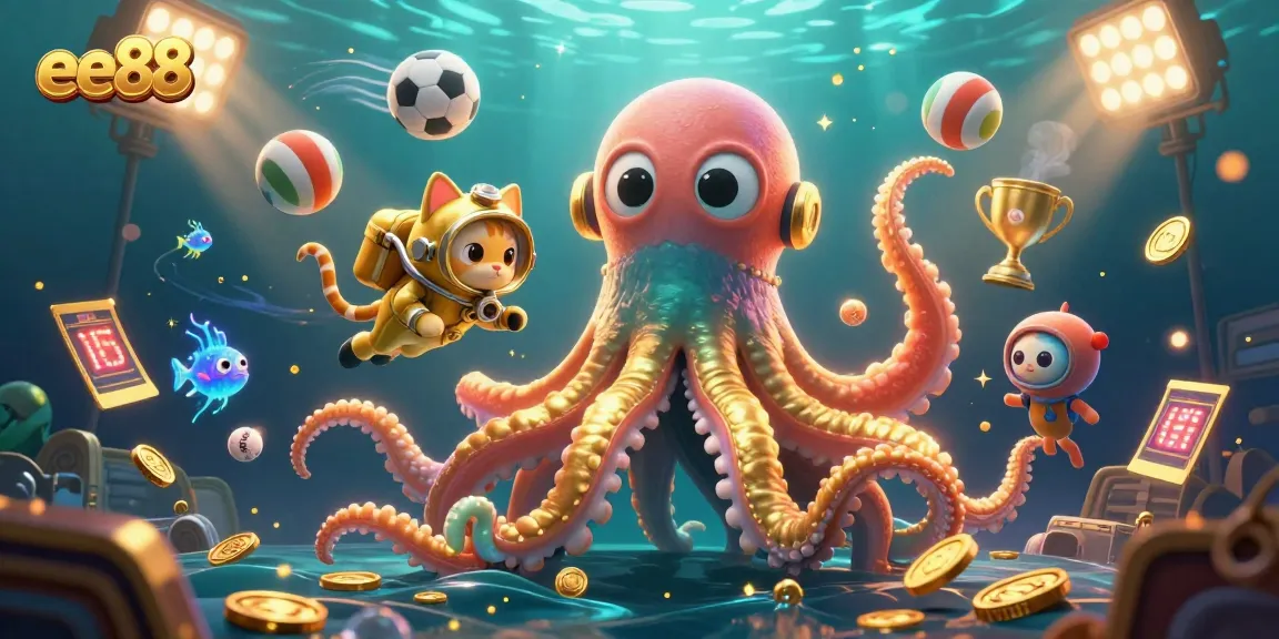 Join the adventure with ee88's kraken and diving cat as they navigate thrilling betting games under the sea.
