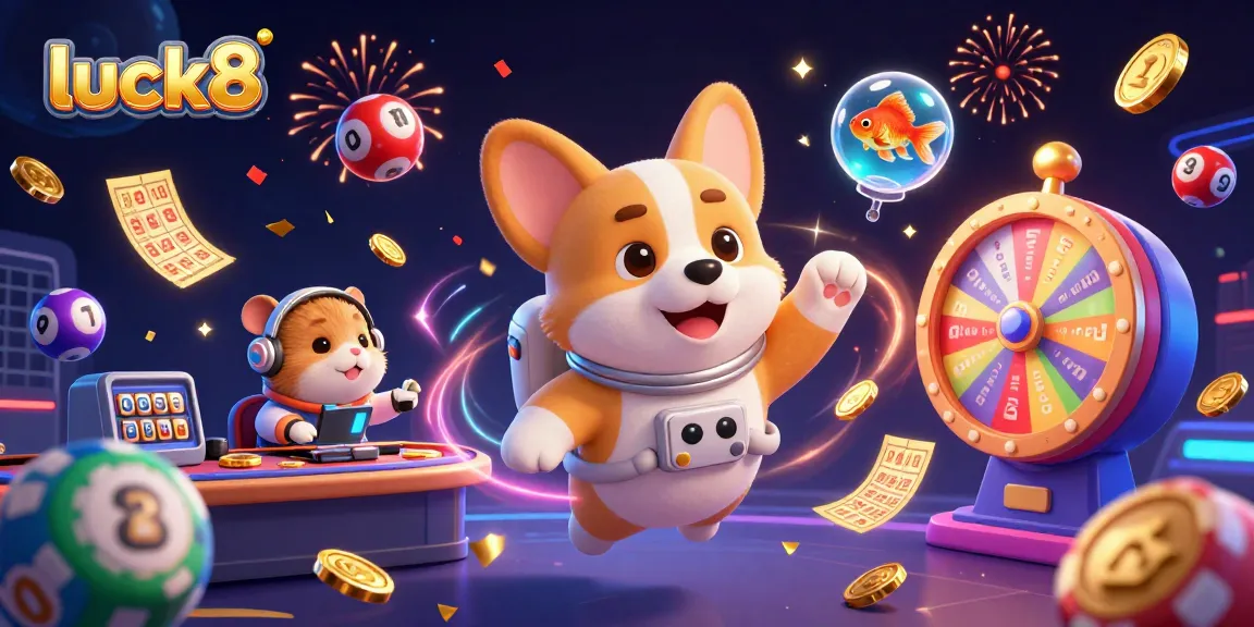 Experience the excitement of luck8 with a vibrant casino scene featuring an astronaut dog and dynamic gaming elements.